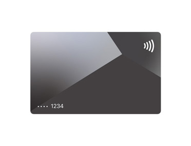 Parte delantera de una Apple Card, acabado de titanio