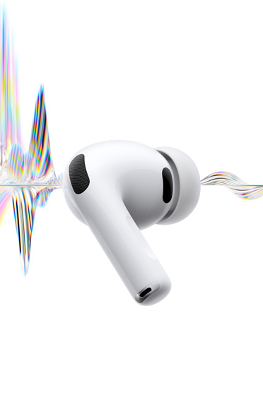 AirPods Pro 3, balta krāsa, trokšņus slāpējošs mikrofons, silikona uzgalis, īsa kājiņa